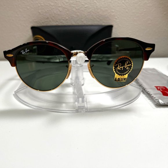 Ray-Ban Clubmaster sunglasses (RB4246). Polished red havana frame/green lenses - Picture 1 of 4